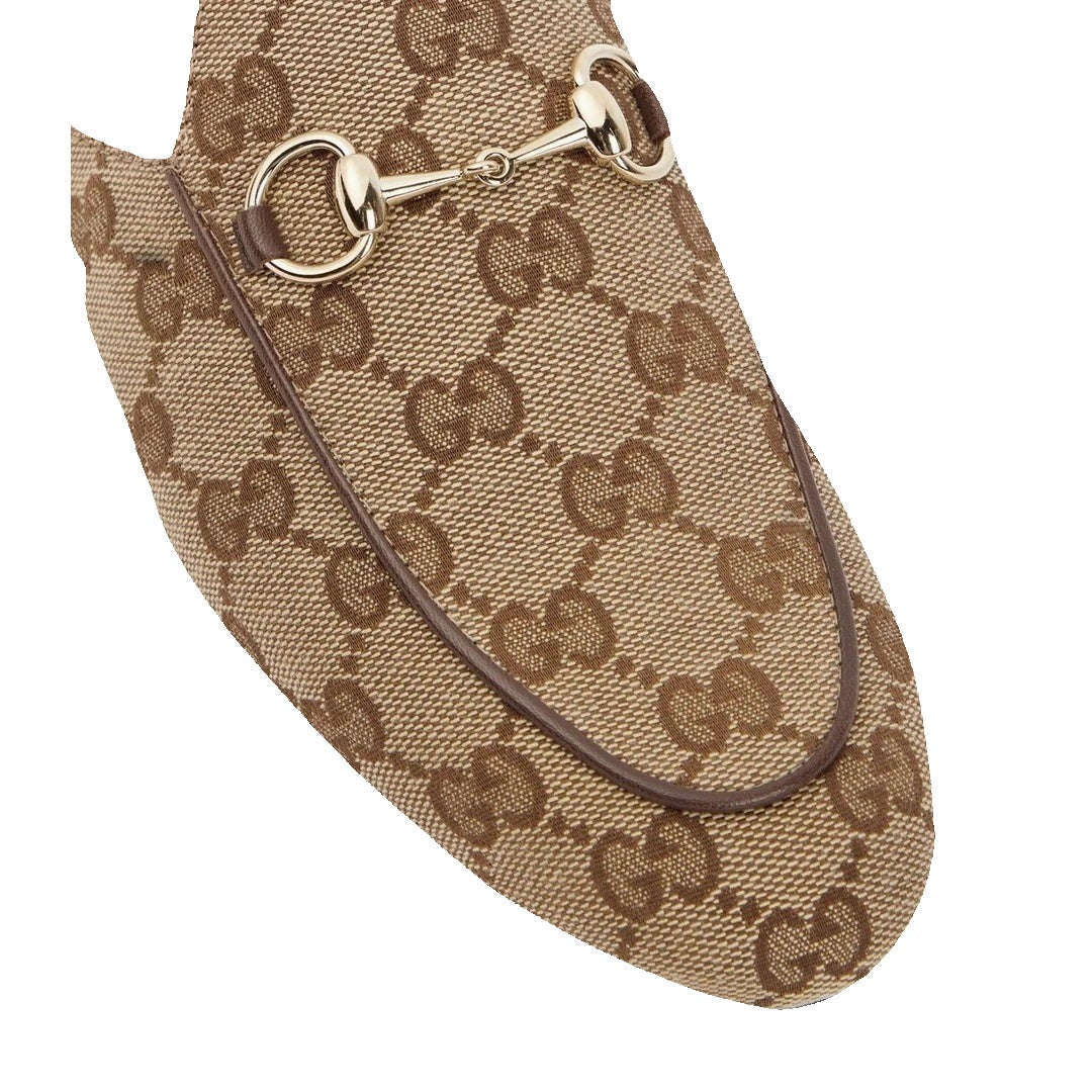 Gucci Princetown Crystal Gg Mesh Mules - Beige/Ebony
