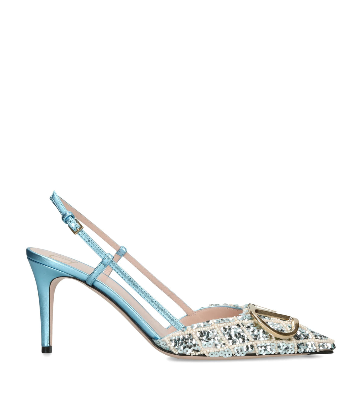 Valentino Garavani Embellished VLogo Slingback Pumps 80