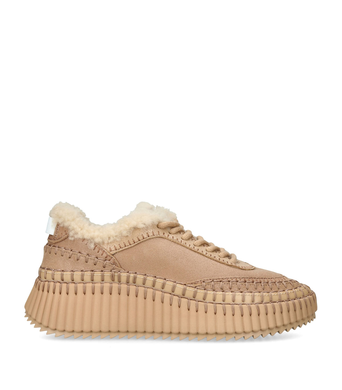 Chloé Leather Shearling Nama Runner Sneakers