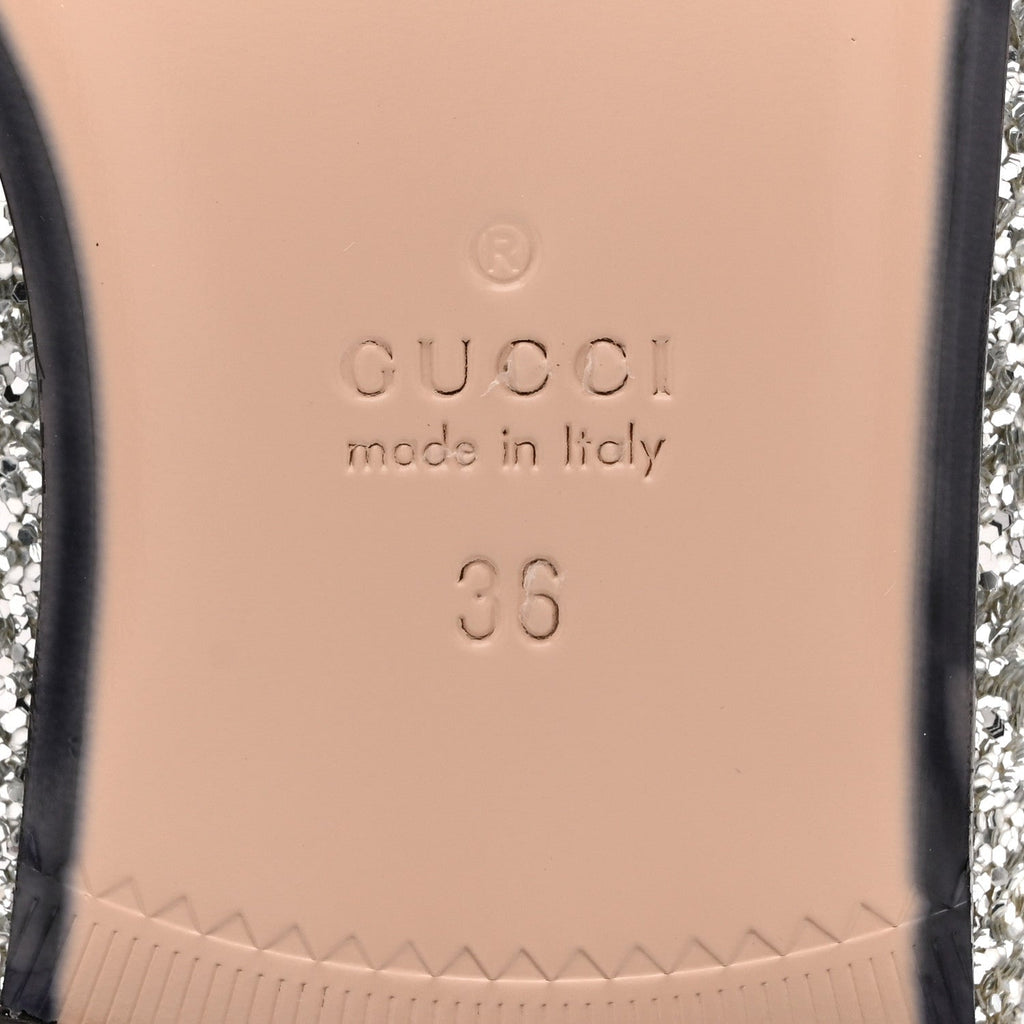 GUCCI GLITTER PRINCETOWN SLIPPERS SILVER