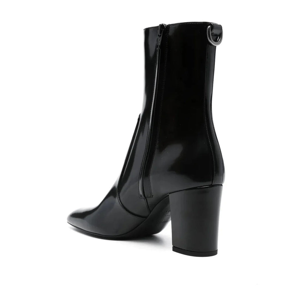 Saint Laurent 70mm Buckle-Detail Calf-Leather Boots - Black