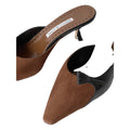 Manolo Blahnik Moremu 50 Embroidered Leather Mules - Brown/Black