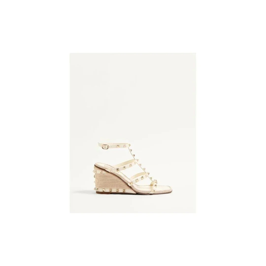 Valentino Garavani Rockstud Kidskin Pumps 100mm - White wedge