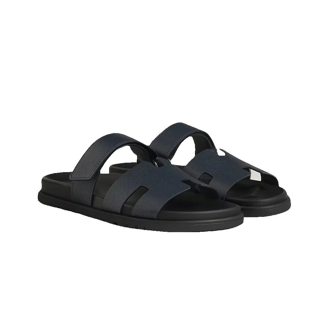 Hermès Chypre Sandal Beige - Navy Blue
