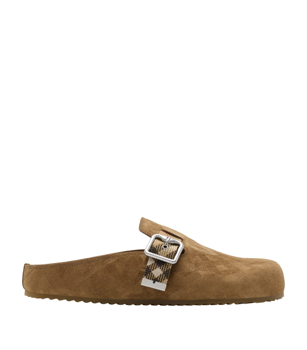 Burberry Suede Check-Trim Urchin Clogs