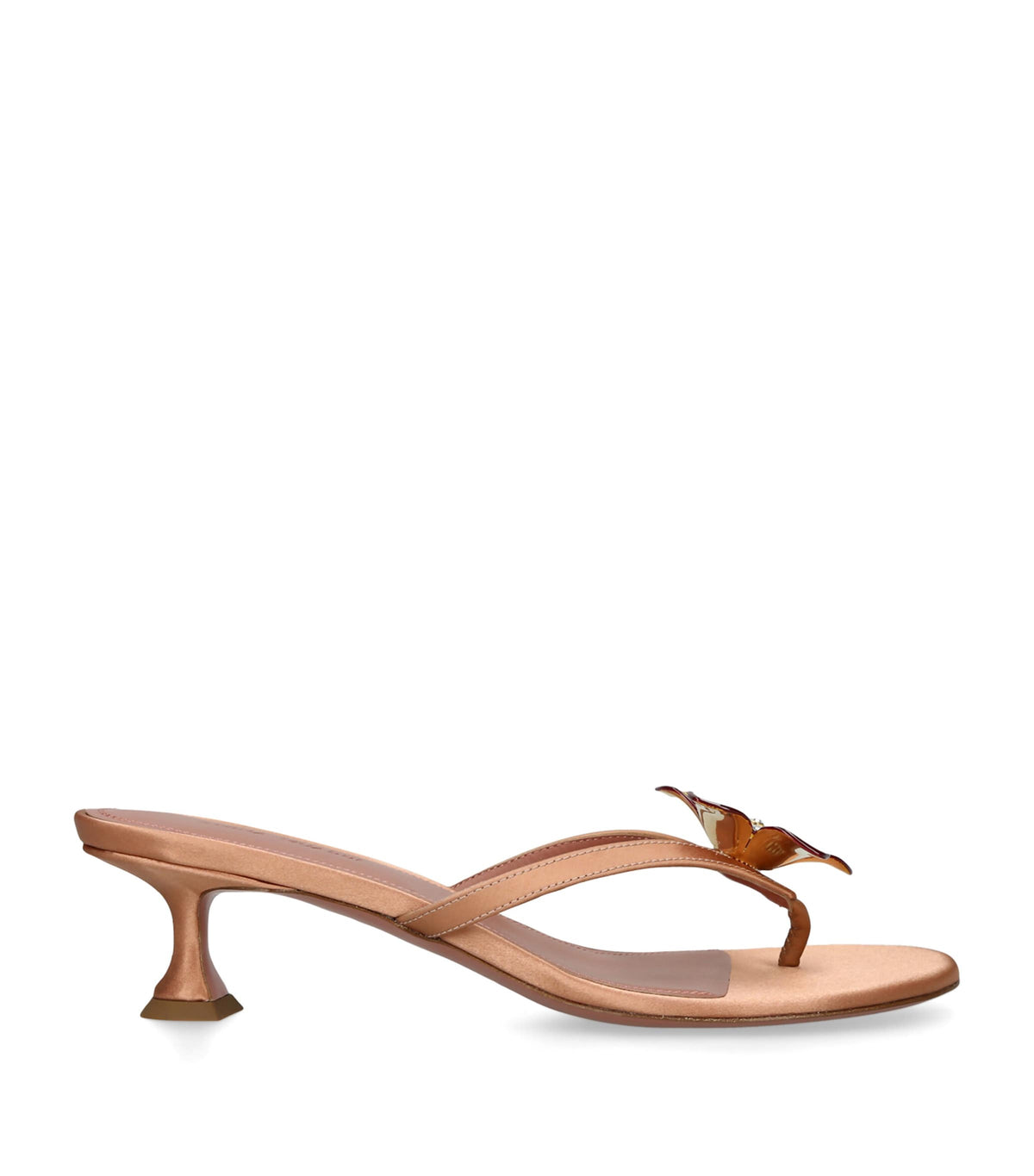 Amina Muaddi Satin Flower Vittoria Heeled Sandals 45