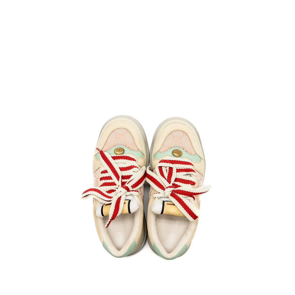 GUCCI SCREENER TRAINER GG CANVAS/LEATHER PINK/BEIGE/MULTICOLOUR