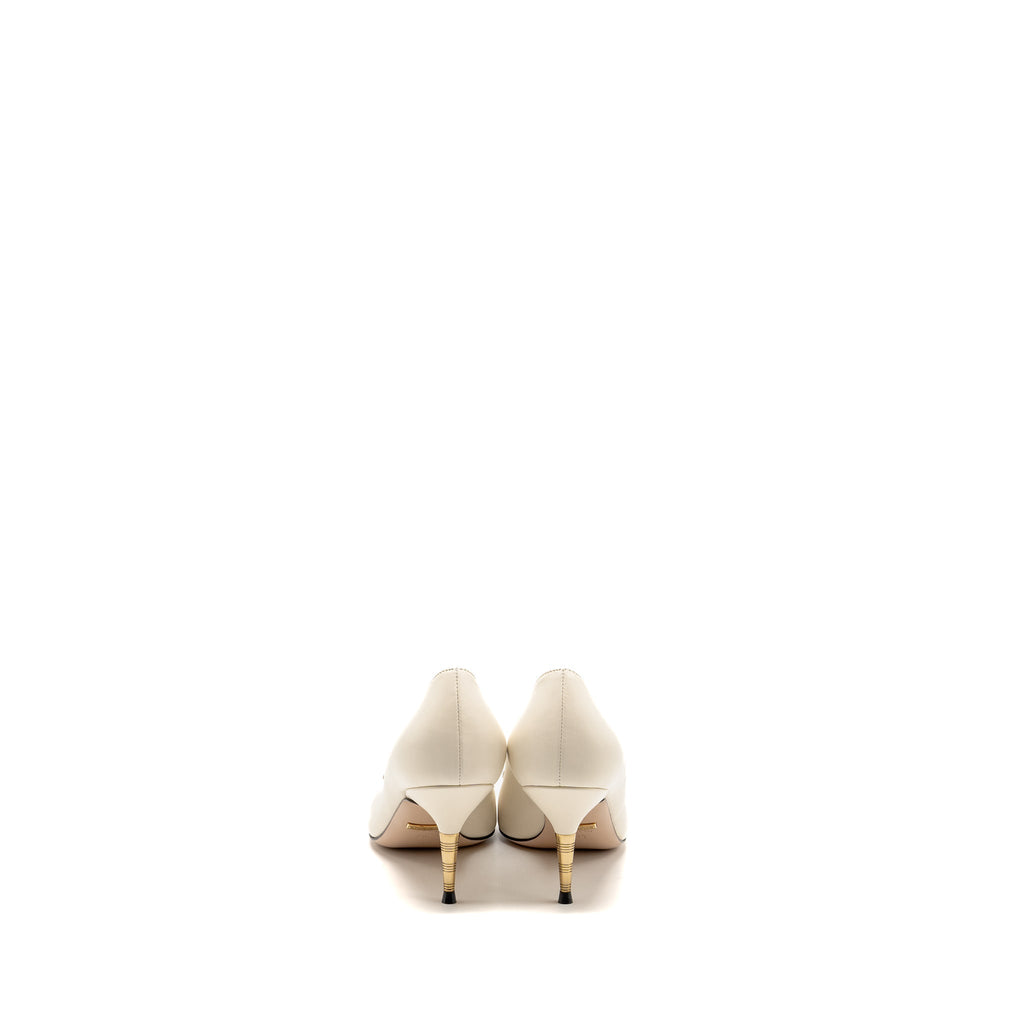 GUCCI INTERLOCKING G HORSEBIT DETAILED PUMPS LEATHER WHITE GHW