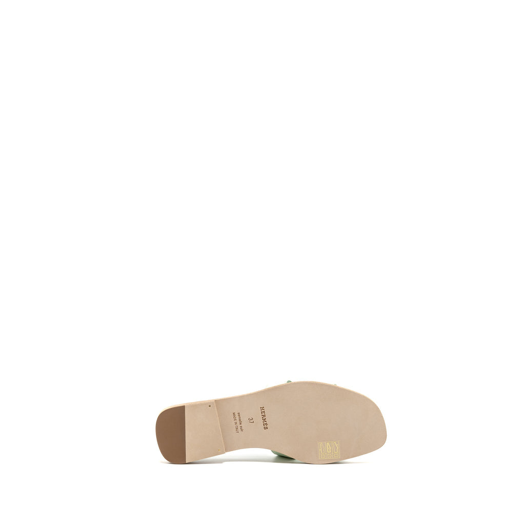 HERMES ORAN SANDALS CALFSKIN VERT JADE