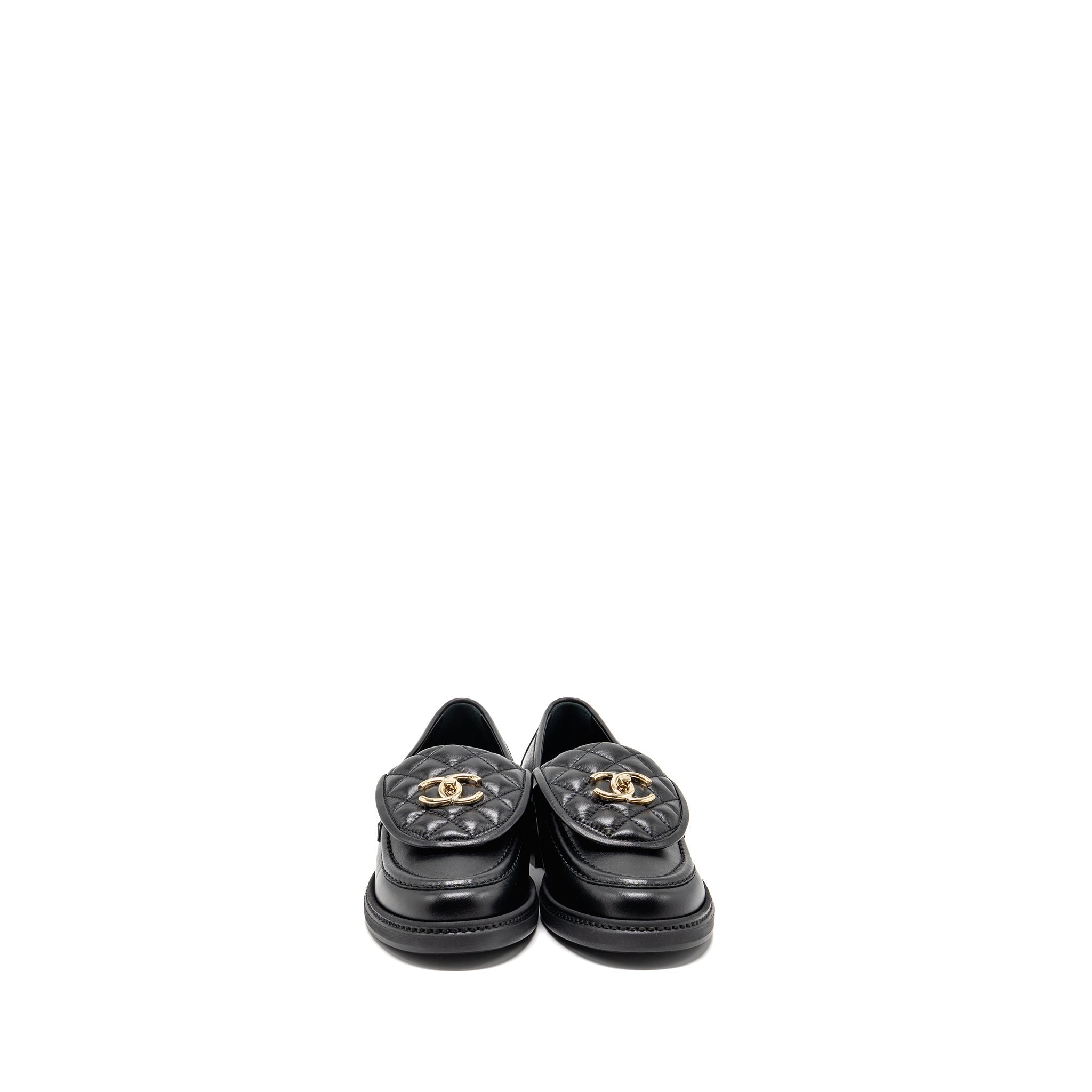 CHANEL TURNLOCK LOAFER LAMBSKIN BLACK LGHW
