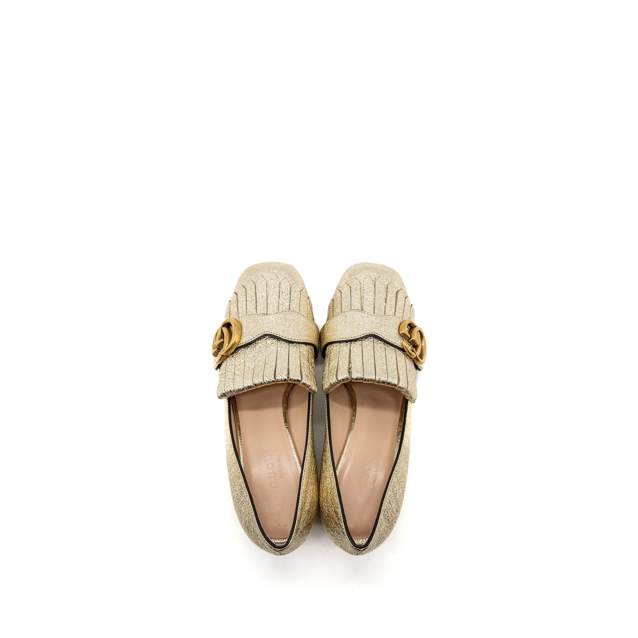 GUCCI GG MARMONT MID HEEL PUMP GOLD GHW