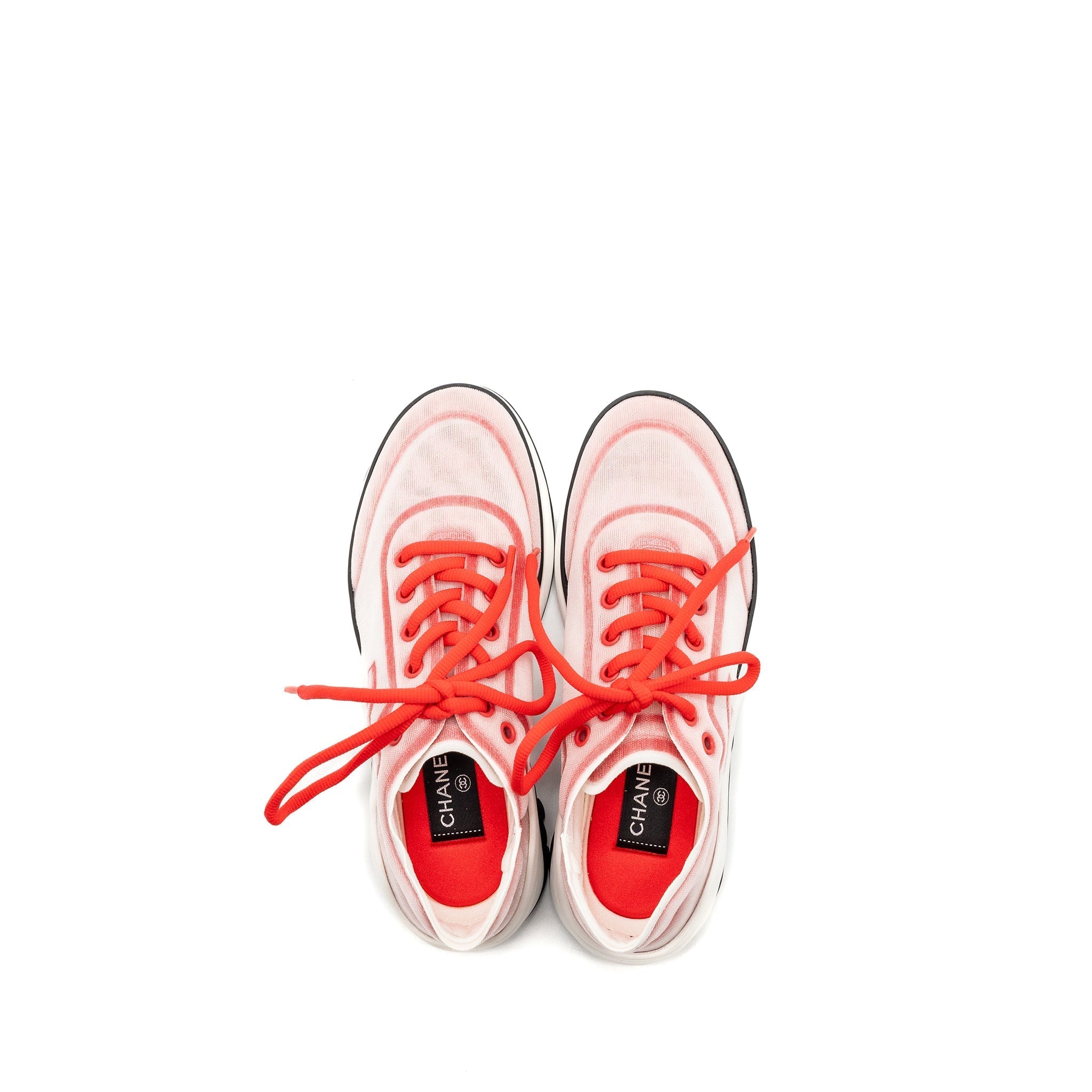 CHANEL CC LOGO SNEAKERS RED/ WHITE/ BLACK