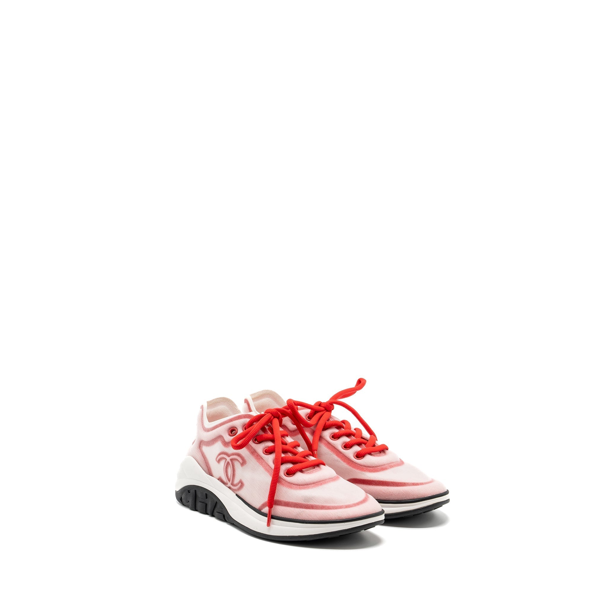 CHANEL CC LOGO SNEAKERS RED/ WHITE/ BLACK