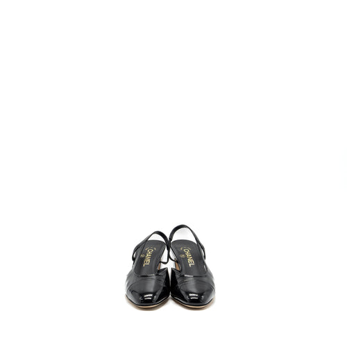 CHANEL 22K SLINGBACKS PATENT/CALFSKIN BLACK LGHW