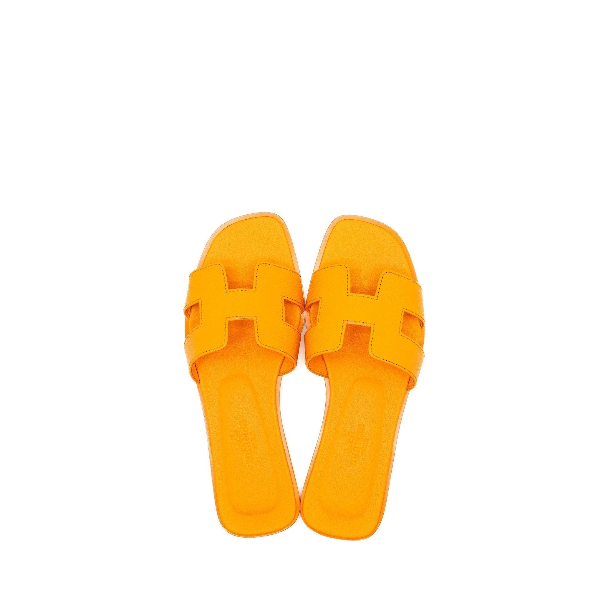 HERMES ORAN SANDALS EPSOM ORANGE