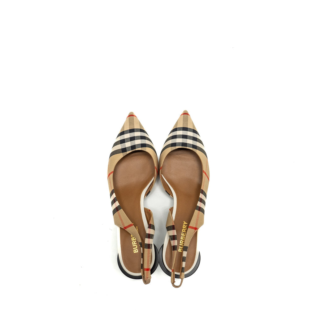 BURBERRY SLINGBACK PUMPS BROWN / MULTICOLOUR