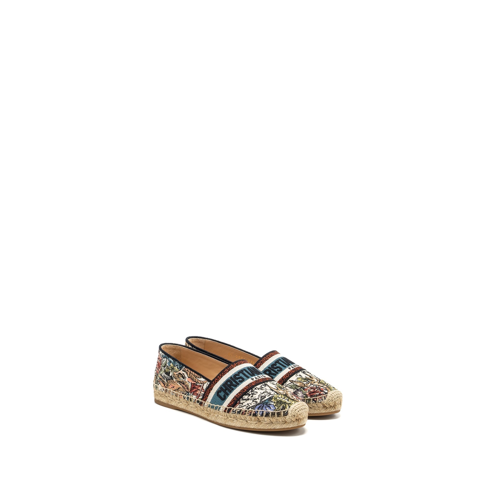 DIOR FLORA AND ANIMAL EMBROIDERED GRANVILLE ESPADRILLE FABRIC MULTICOLOUR