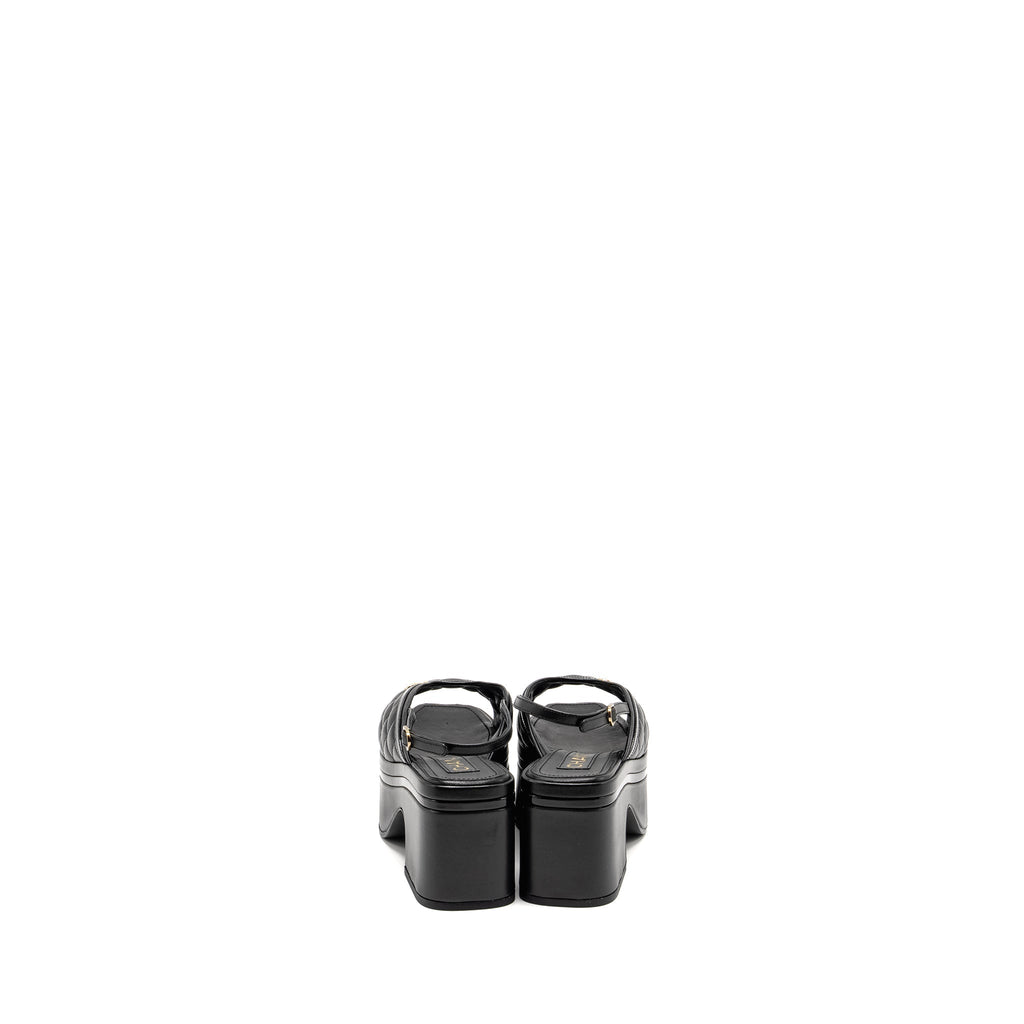 CHANEL 23A PLATFORM SANDALS/SLINGBACK QUILTED LAMBSKIN BLACK