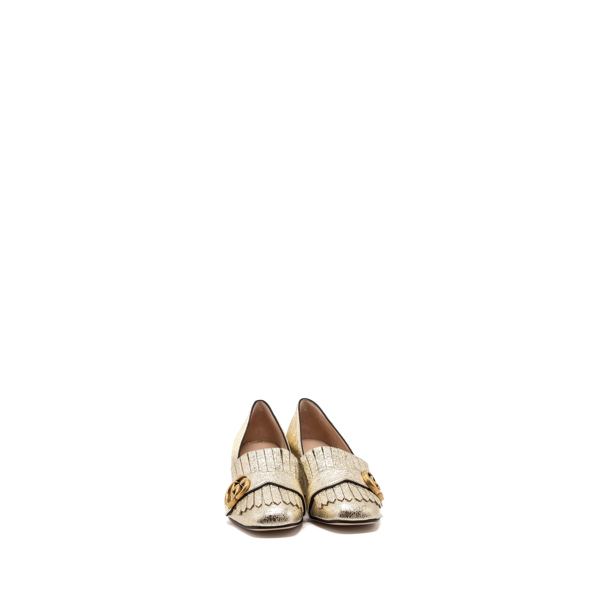 GUCCI GG MARMONT MID HEEL PUMP GOLD GHW