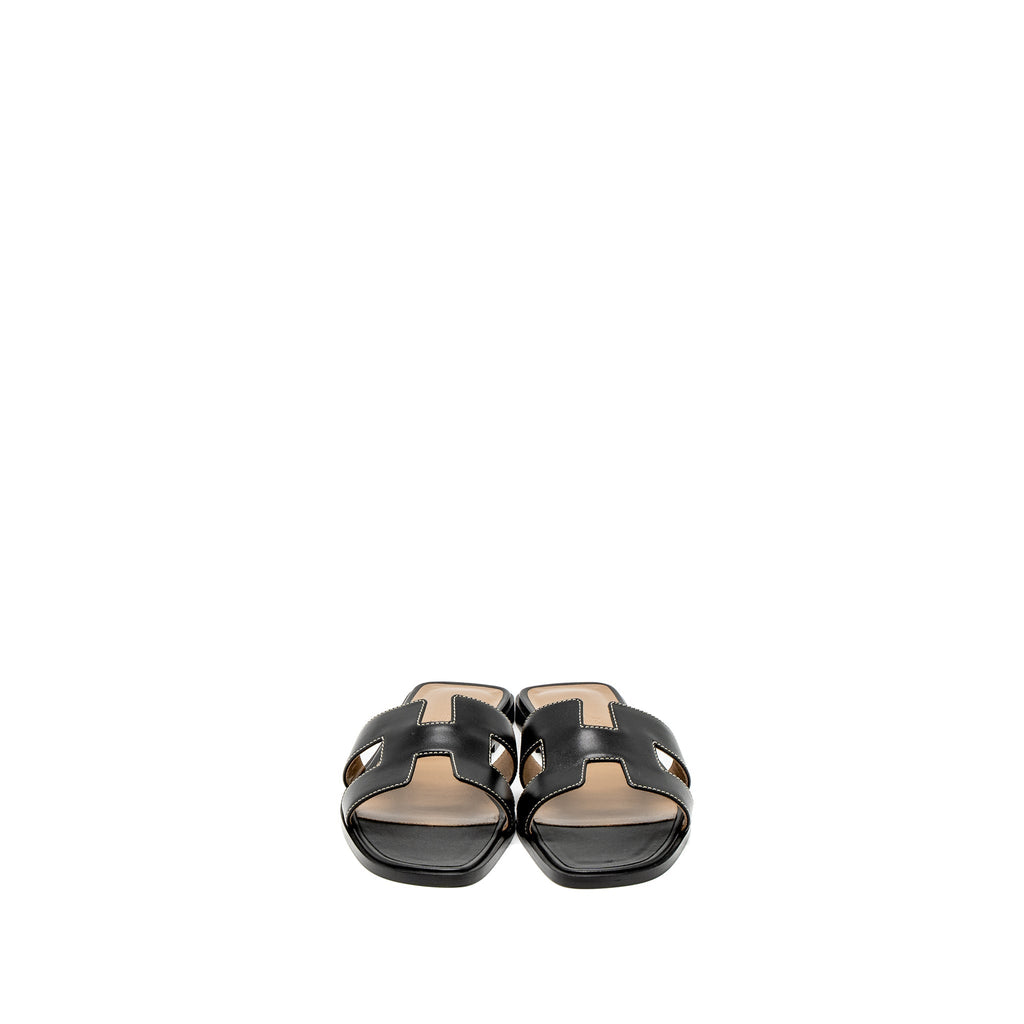 HERMES ORAN SANDAL BOX BLACK