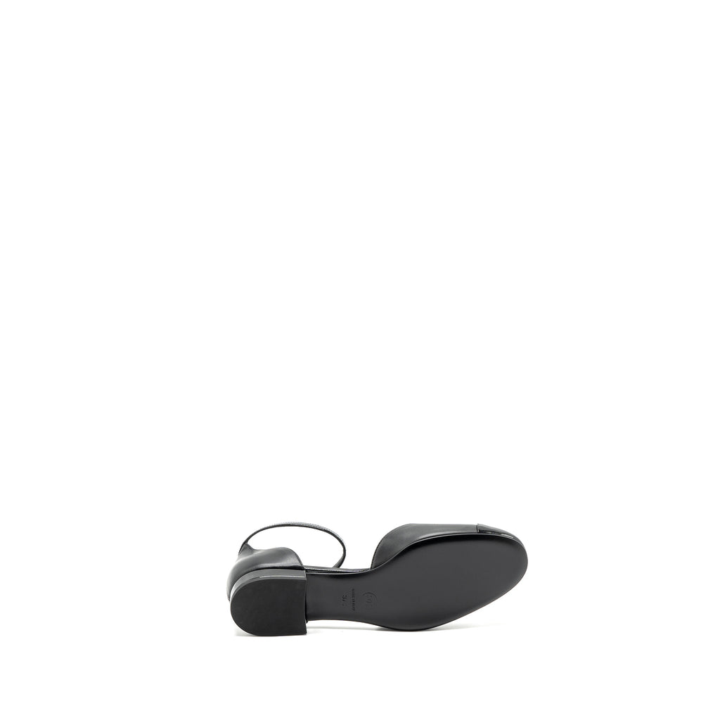 CHANEL FLAT SHOES LAMBSKIN/PATENT BLACK GHW