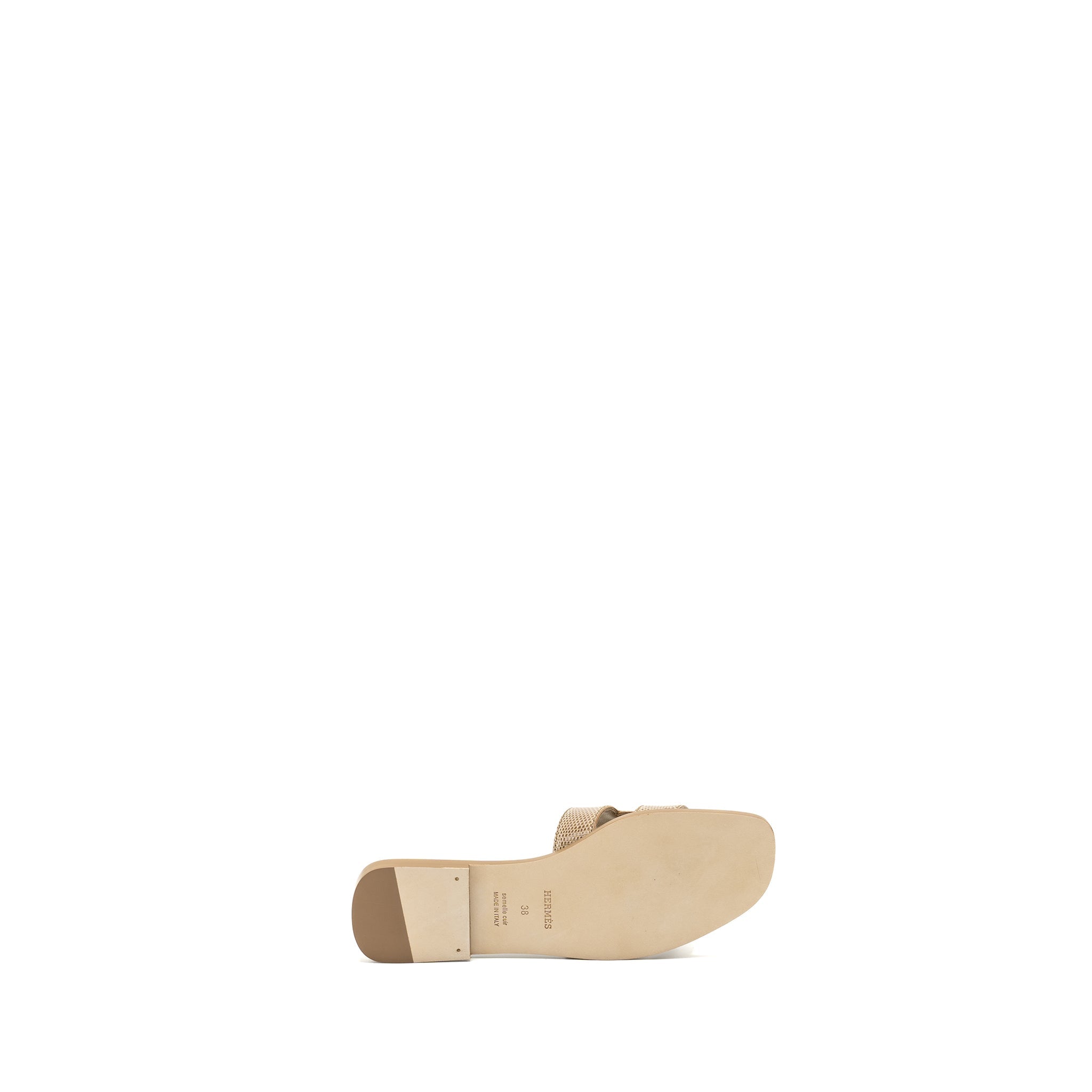 HERMES ORAN SANDALS LIZARD BEIGE ARGILE