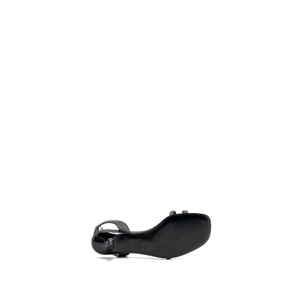 CHANEL HEEL SANDALS WITH PEARL LEATHER BLACK GHW