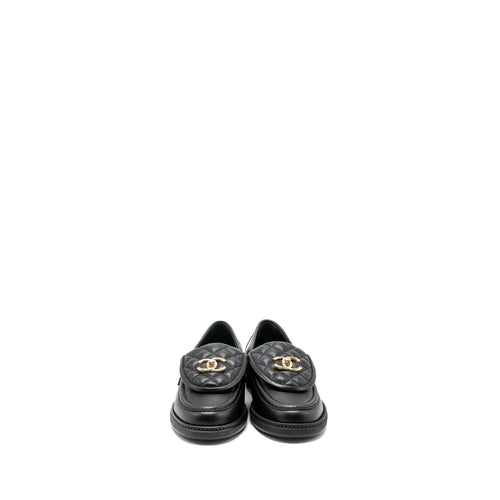CHANEL QUILTED CC LOGO LOAFER BLACK LGHW