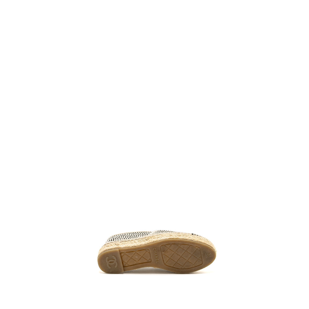 CHANEL 21P ESPADRILLES MESH/GROSGRAIN BEIGE/BLACK