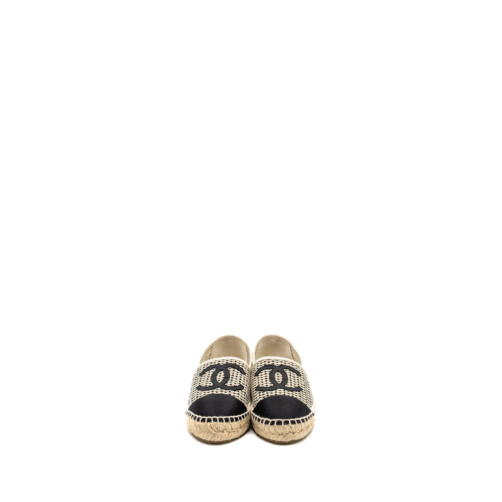 CHANEL 21P ESPADRILLES MESH/GROSGRAIN BEIGE/BLACK