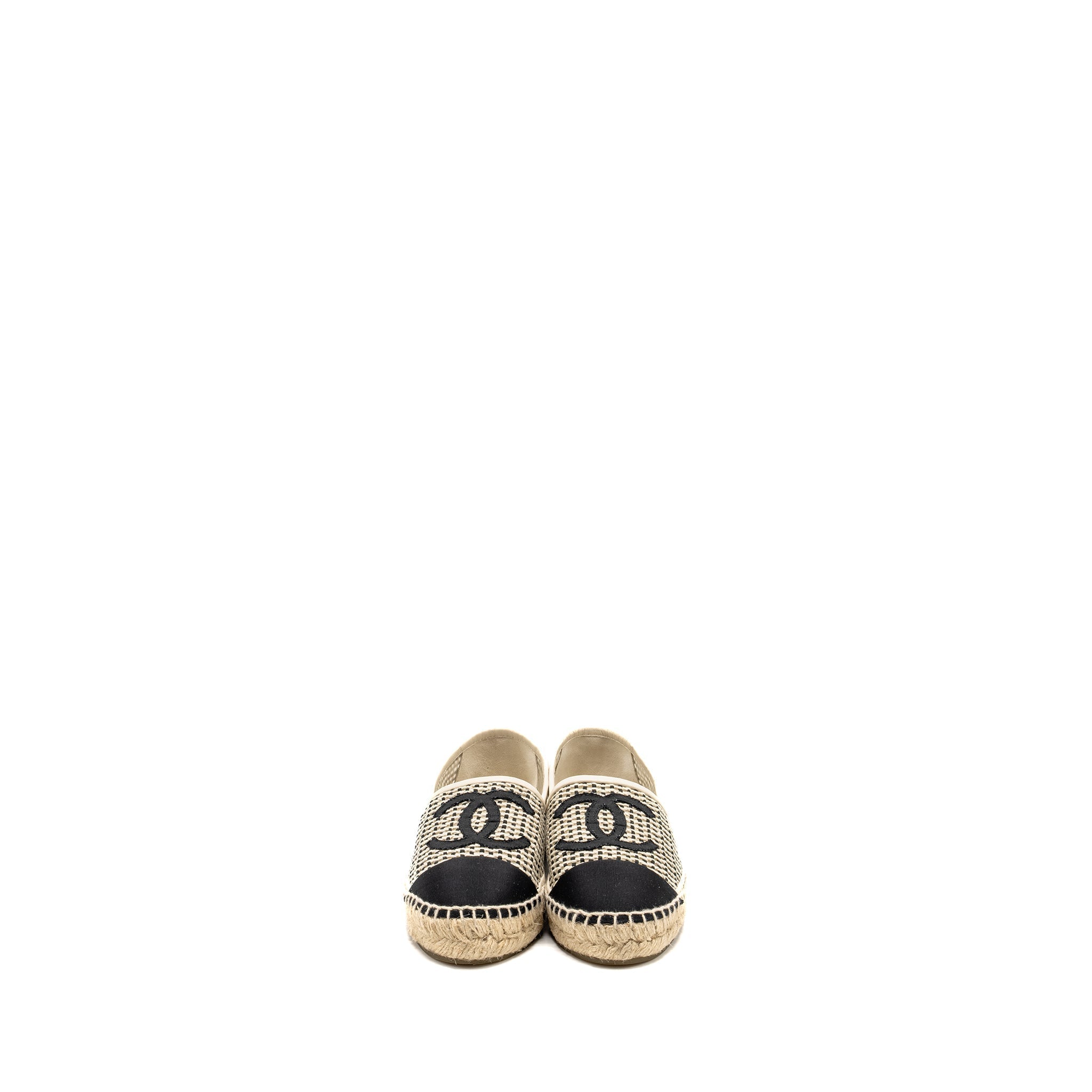 CHANEL 21P ESPADRILLES MESH/GROSGRAIN BEIGE/BLACK