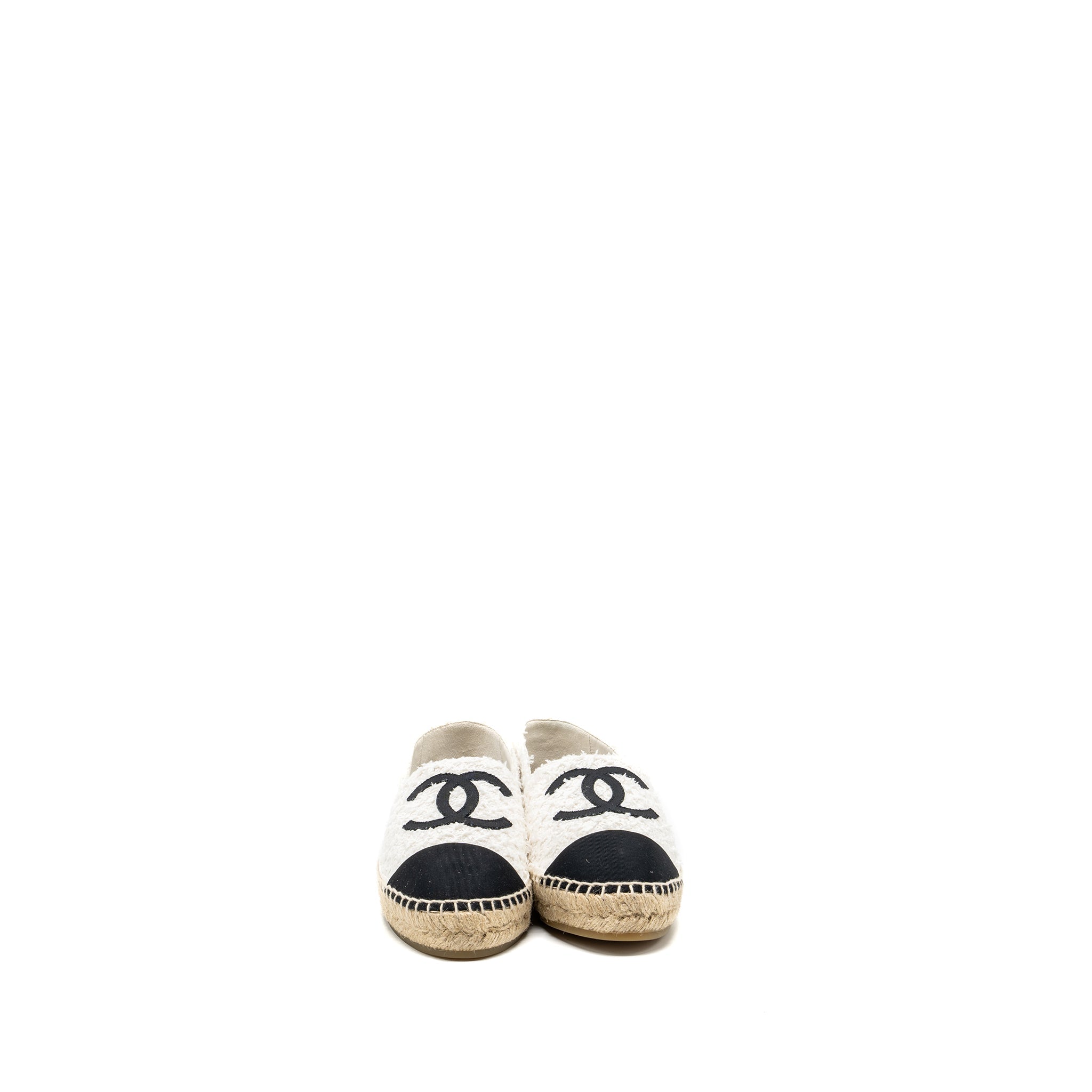 CHANEL ESPADRILLES COTTON/TWEED WHITE / BLACK