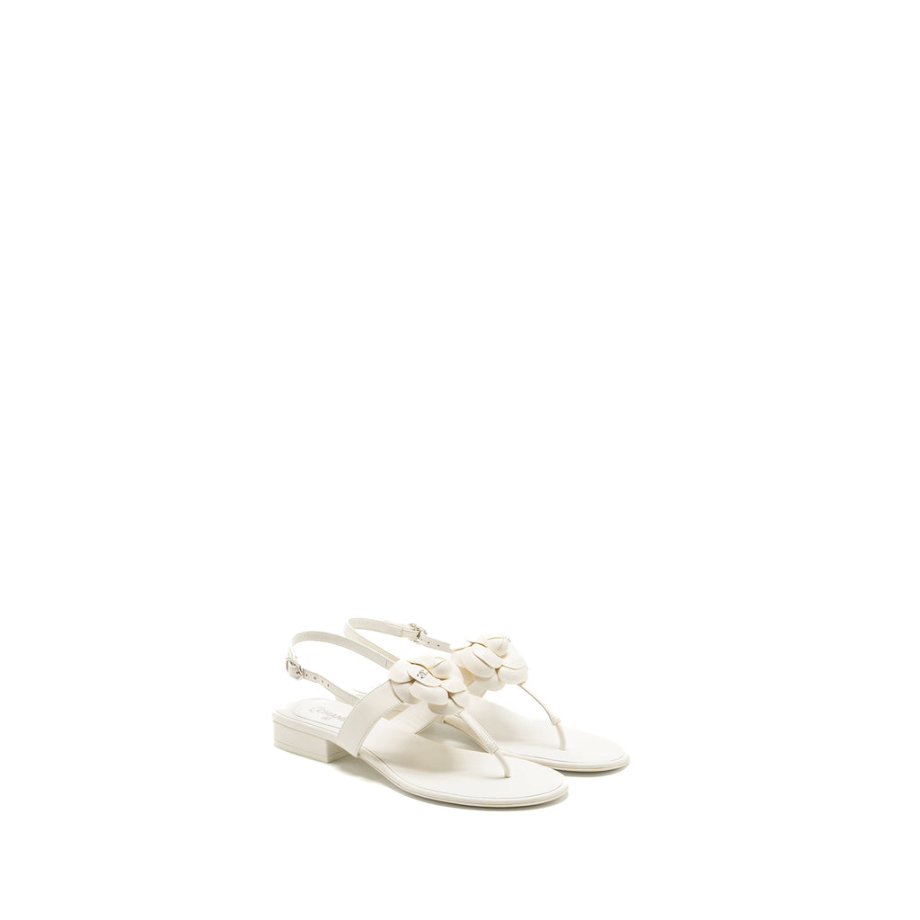 CHANEL CAMELLIA SANDALS WHITE