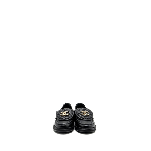 CHANEL CC TURNLOCK LOAFERS BLACK LGHW