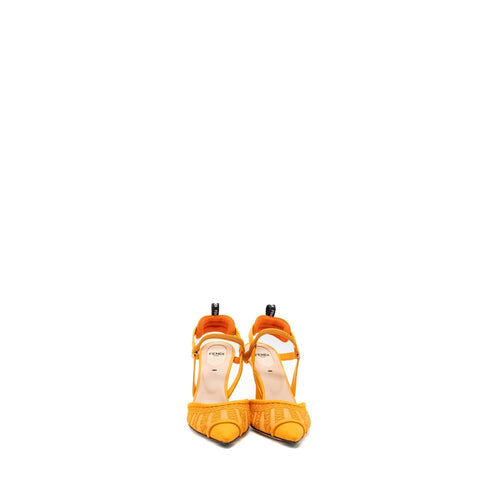 FENDI SLINGBACK WITH HEEL EMBROIDERY/LEATHER ORANGE