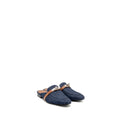 HERMES OZ MULE CALFSKIN/DENIM CANVAS BLEU BRUT/GOLD SHW