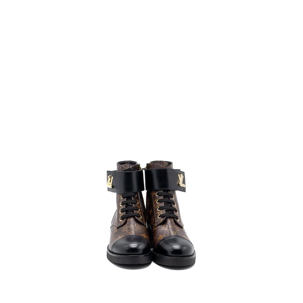 LOUIS VUITTON WONDERLAND FLAT RANGER ANKLE BOOTS MONOGRAM CANVAS/LEATHER GHW