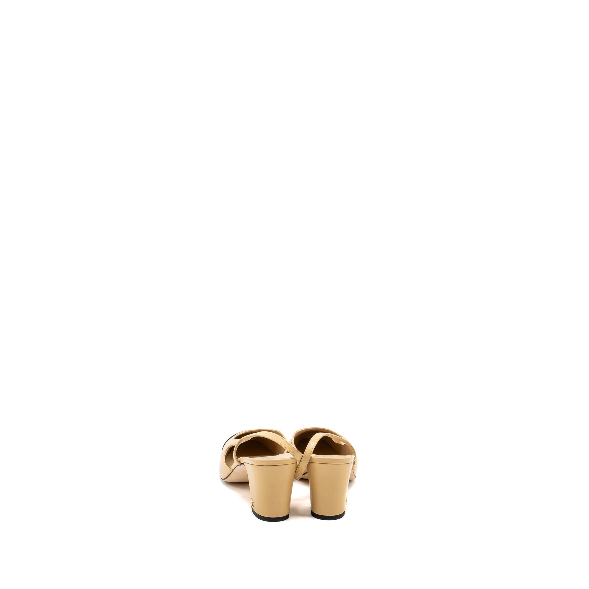CHANEL SLINGBACK PUMPS CALFSKIN BEIGE/BLACK