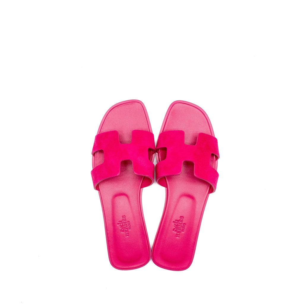 HERMES ORAN SANDALS LEATHER PINK