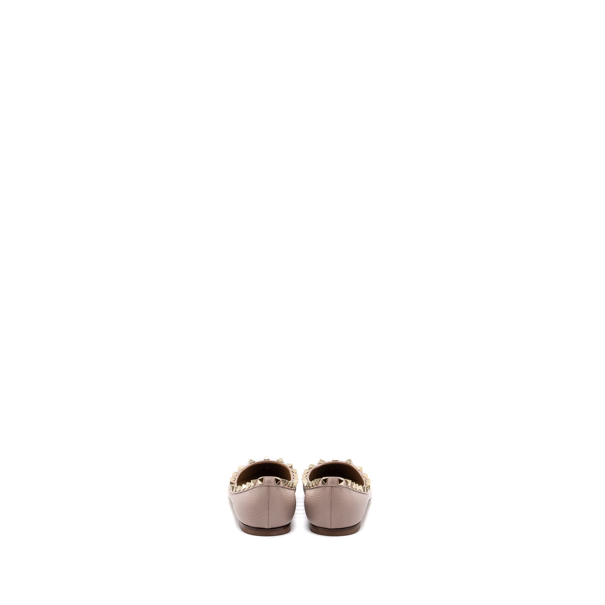 VALENTINO ROCKSTUD FLATS CALFSKIN NUDE GHW