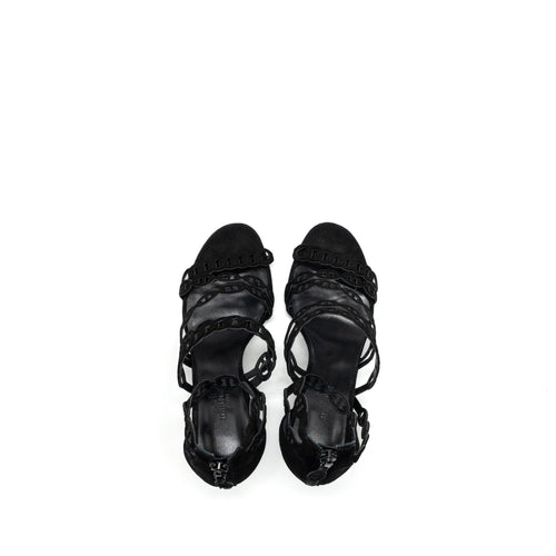 HERMES ROMY SANDALS SUEDE BLACK