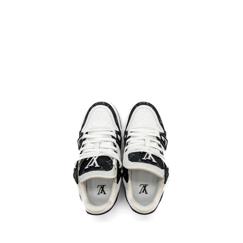 LOUIS VUITTON TRAINER SNEAKER MONOGRAM DENIM/MONOGRAM-EMBOSSED GRAINED CALFSKIN BLACK
