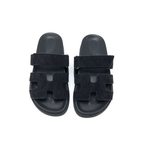 HERMES CHYPRE SANDAL SUEDE BLACK SHW