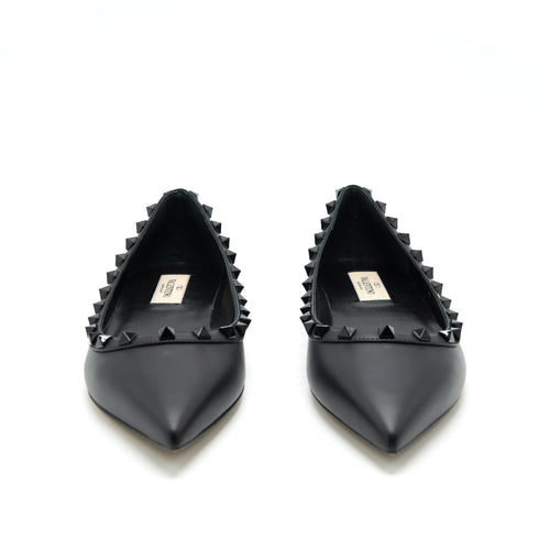 VALENTINO GARAVANI ROCKSTUD FLAT SHOES BLACK