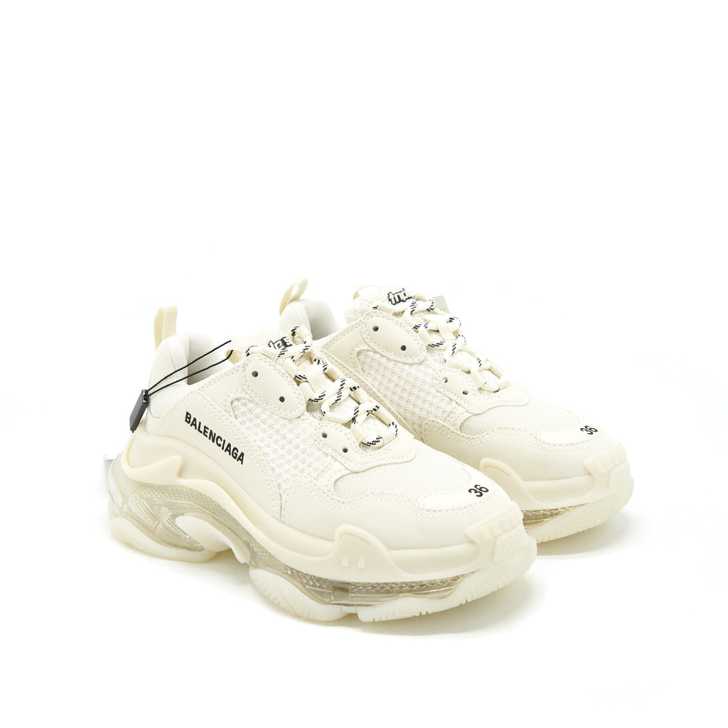 BALENCIAGA TRIPLE S TRAINERS CLEAR SOLE WHITE
