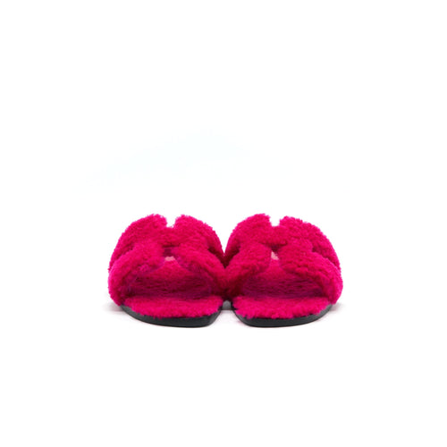 HERMES SANDALE ORAN PEAU LAINEE ROSE FUCHSIA