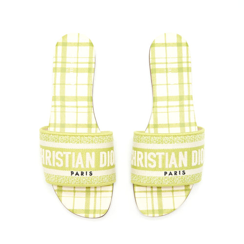 DIOR DWAY SLIDE LIME EMBROIDERED COTTON