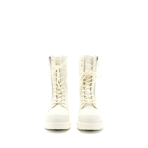 DIOR D-LEADER ANKLE BOOT QUILTED CANNAGE CALFSKIN WHITE SHW