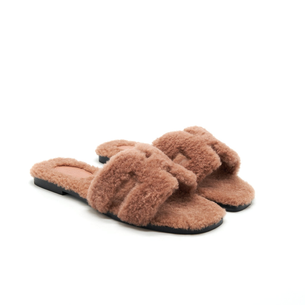 HERMES SANDALE ORAN PEAU LANINEE ROSE AUBE