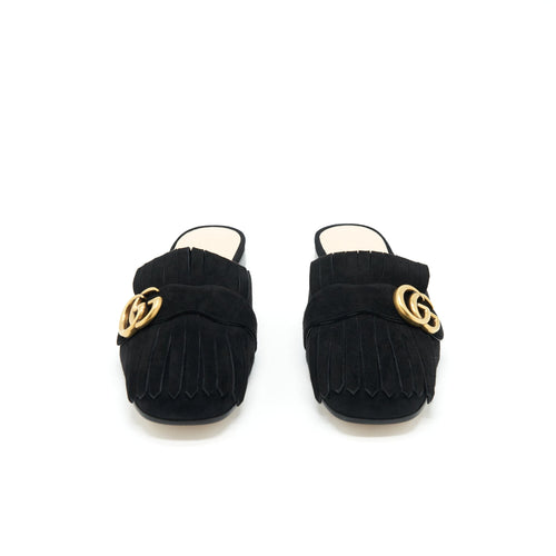 GUCCI GG SUEDE LEATHER MULES BLACK